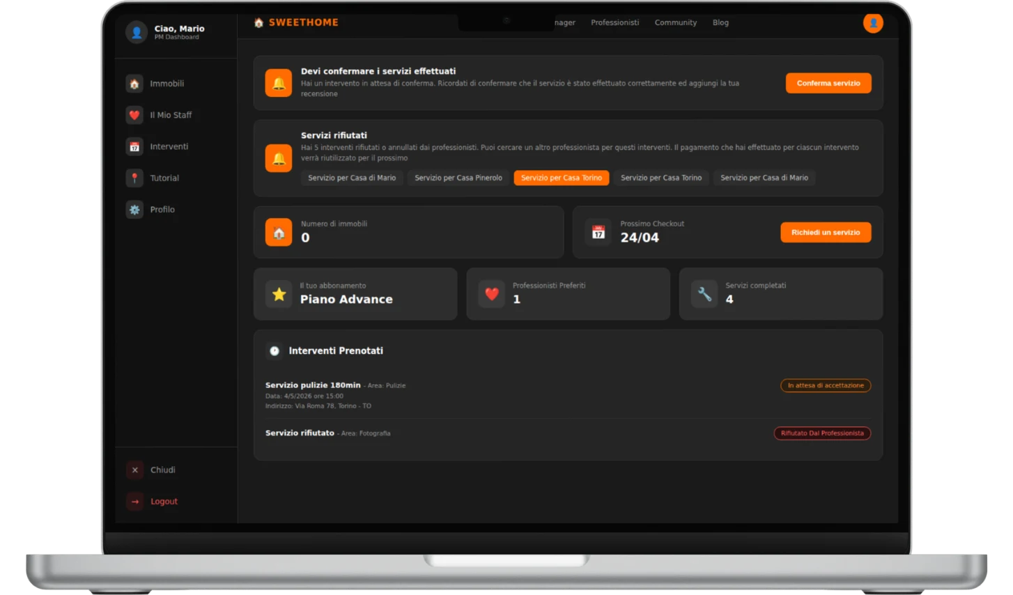 Host dashboard